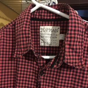 Men’s size m Topman red & black button up shirt